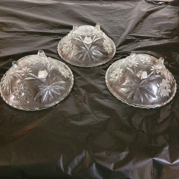 set of 3 Anchor Hocking early American precut 3 feet candy/nut/relish dishes - Picture 6 of 6